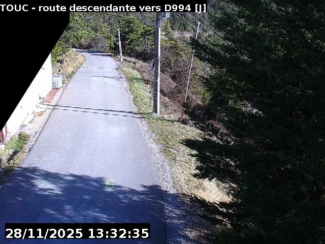 <h2>Webcam à Ribeyret au niveau du col des Tourettes sur la D26. Vue orientée vers la D994</h2>