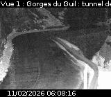 Webcam sur la D902 au niveau des Gorges du Guil. Caméra située à l'entrée du Tunnel des Roches Violettes. Vue orientée vers Guillestre