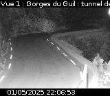 Webcam sur la D902 au niveau des Gorges du Guil. Caméra située à l'entrée du Tunnel des Roches Violettes. Vue orientée vers Guillestre